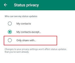 Limit WhatsApp Status Sharing