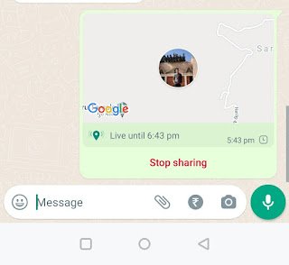 Sharing live location on WhatsApp