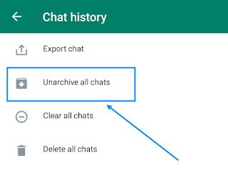Unarchive all WhatsApp chats