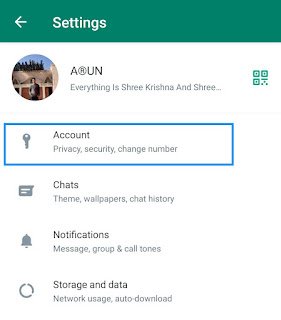 Open WhatsApp Account Settings
