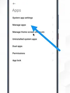 Click on manage apps
