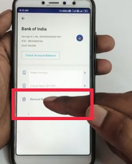 Remove bank account from paytm