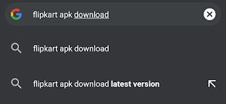 Search for Flipkart apk download on Google