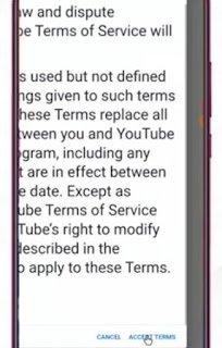 Accept YouTube terms and conditions