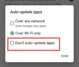 Click on don't auto update apps