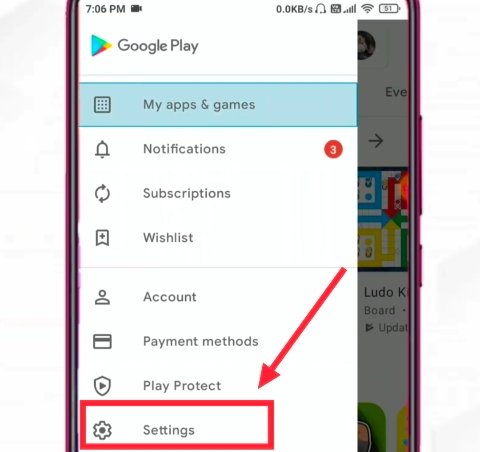 Go to Google Playtore setting