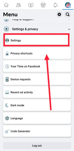 settings & Privacy ko select kare