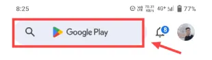 Google PlayStore search box par click kare