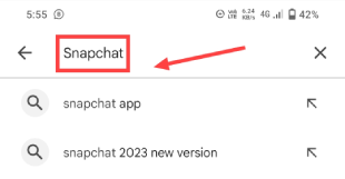 Snapchat likhkar search kare